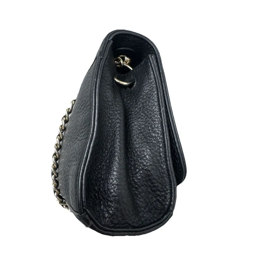 Tory Burch Bombe Crossbody Bag Black Leather Gold Chain Authentic Y2K Logo